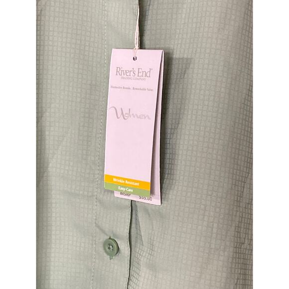 River's End Women's Size M Wrinkle Resistant Button Up Pastel Green Casual NWT - Picture 3 of 5